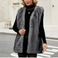 thumbnail image 6 of Women's Fashion Fall Winter Warm Faux Fur Vests Ladies Comfortable Open Front Cardigan Jacket Solid Color V Neck Casual Outerwear Sleeveless Vests Coat Top Cozy Soft Vests for Women, 6 of 7