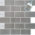 thumbnail image 2 of Crystiles 11.75in X 11.75in Peel and Stick Backsplash Tile, Light Gray, 12-Pack, 2 of 3