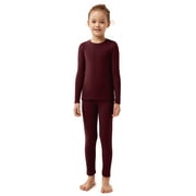 SIORO Thermal Underwear for Girls Double Fleece Warm Long Johns Ultra Soft Base Layer Set, Year 12, Burgundy