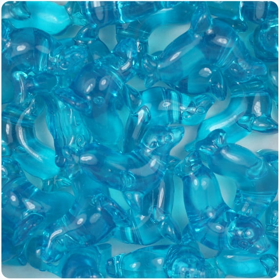 BeadTin Turquoise Transparent 24mm Seal Pony Beads (24pcs)