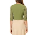 thumbnail image 3 of INSPIRE CHIC Women's Floral Lace Shrug Top 3/4 Sleeve Open Front Work Office Cardigan Formal Bolero S Pea Green, 3 of 6