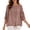a-49Brown11, variant on Womens Puff Three Quarter Sleeve Round Neck Solid Color Textured Drawstring Hem Loose Tops Summer Holiday Relaxed Fit Casual Blouse Shirts For Ladies Casual Top Pink XXL