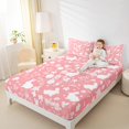 thumbnail image 4 of Manfei Cartoon Rabbit Silhouette Bed Sheets,Cute Daisy Flower King Sheets,Pink White Sheet Set For Girl,Luxury Bedroom Decor,4 Pieces, 4 of 7