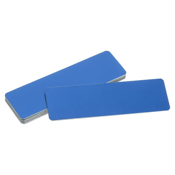 Uxcell 6 Pcs Blank Name Plates, 3.1 x 1" Engraved Metal Name Plate Laser Strong Adhesive Nameplate Anodized Aluminum Custom Blank Plates for Signs DIY Crafts, Blue
