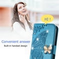 thumbnail image 4 of for Samsung Galaxy A14 5G Wallet Case for Women Girls, Shiny Butterfly Flower PU Leather Cover with Card Slot Holder Flip Phone Case for Samsung Galaxy A14 5G Rhinestone Blue, 4 of 15