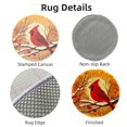 thumbnail image 3 of Latch Hook Rug Kit Red Northern Cardinal Window Scene Stamped Handmade Round Shape Carpet Crochet Yarn Craft DIY Hook and Latch Door Mat Tapestry for Christmas Home Floor Decor 50x50cm(2), 3 of 7