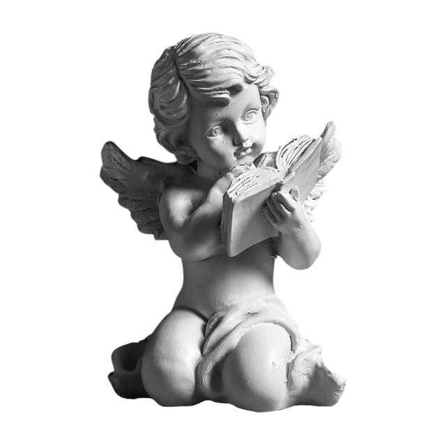 Figura de ángel de resina, estatua de ángel, adorno decorativo de escritorio para oficina, tienda, hogar, estilo blanco B (8,5 x 6 x 12,5 cm)