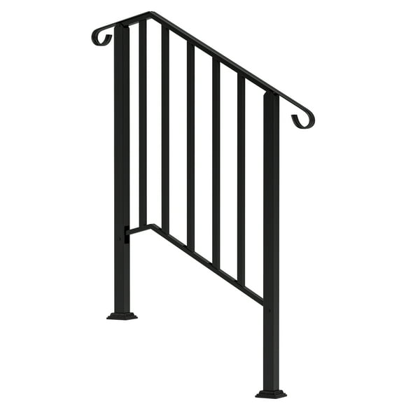 CoSoTower 2-3 Step Handrails for Outdoor Steps, Metal Outdoor Stair Railing, Porch Deck Railing with Installation Kit, Black