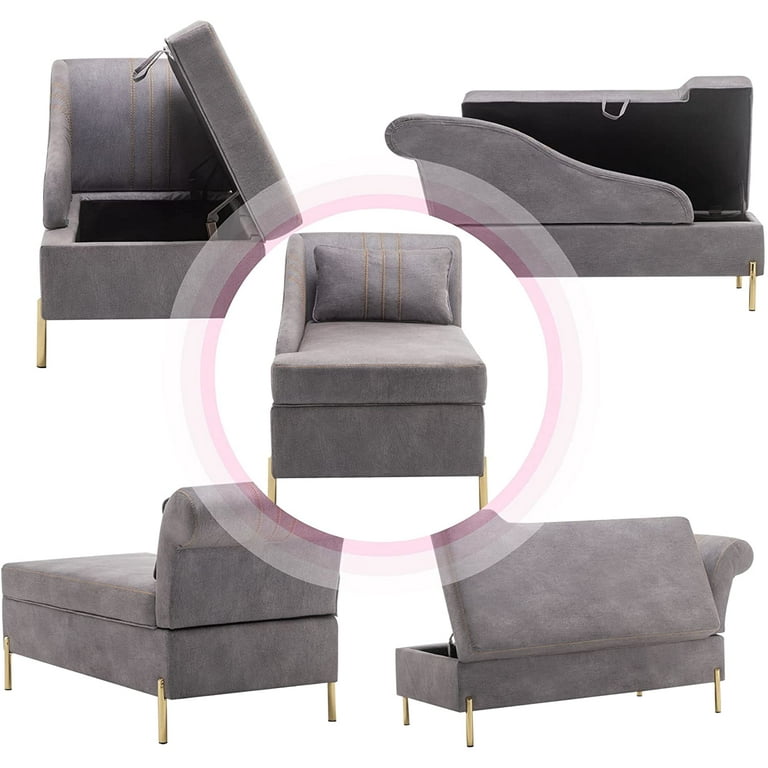 Andeworld Chaise Lounge with Storage Modern Upholstered Tufted
