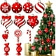 thumbnail image 3 of Adornos de bastón de caramelo para árbol de Navidad - 12 adornos navideños de muletas de caramelo - Adornos navideños de madera de muletas de caramelo, 3 of 5