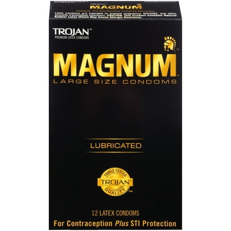TROJAN MAGNUM Large Size Condoms, 12 count (The Best Condoms For Her)