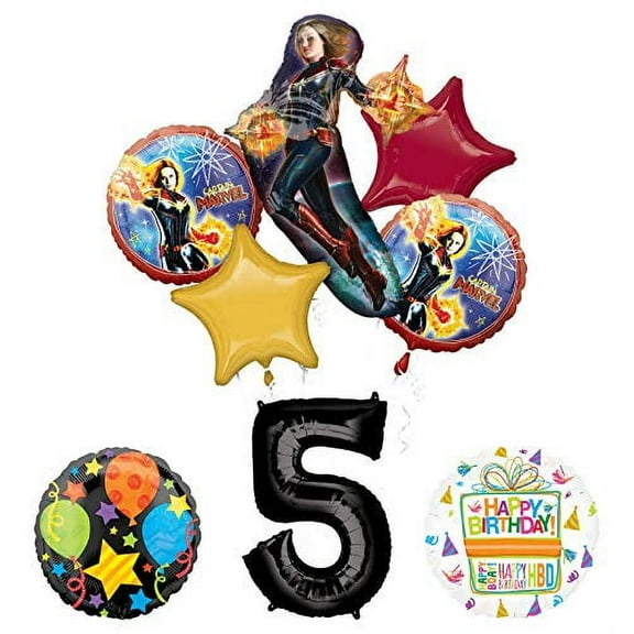 Captain Marvel 5th Birthday Party Supplies Jubilee Balloon Bouquet Decorations