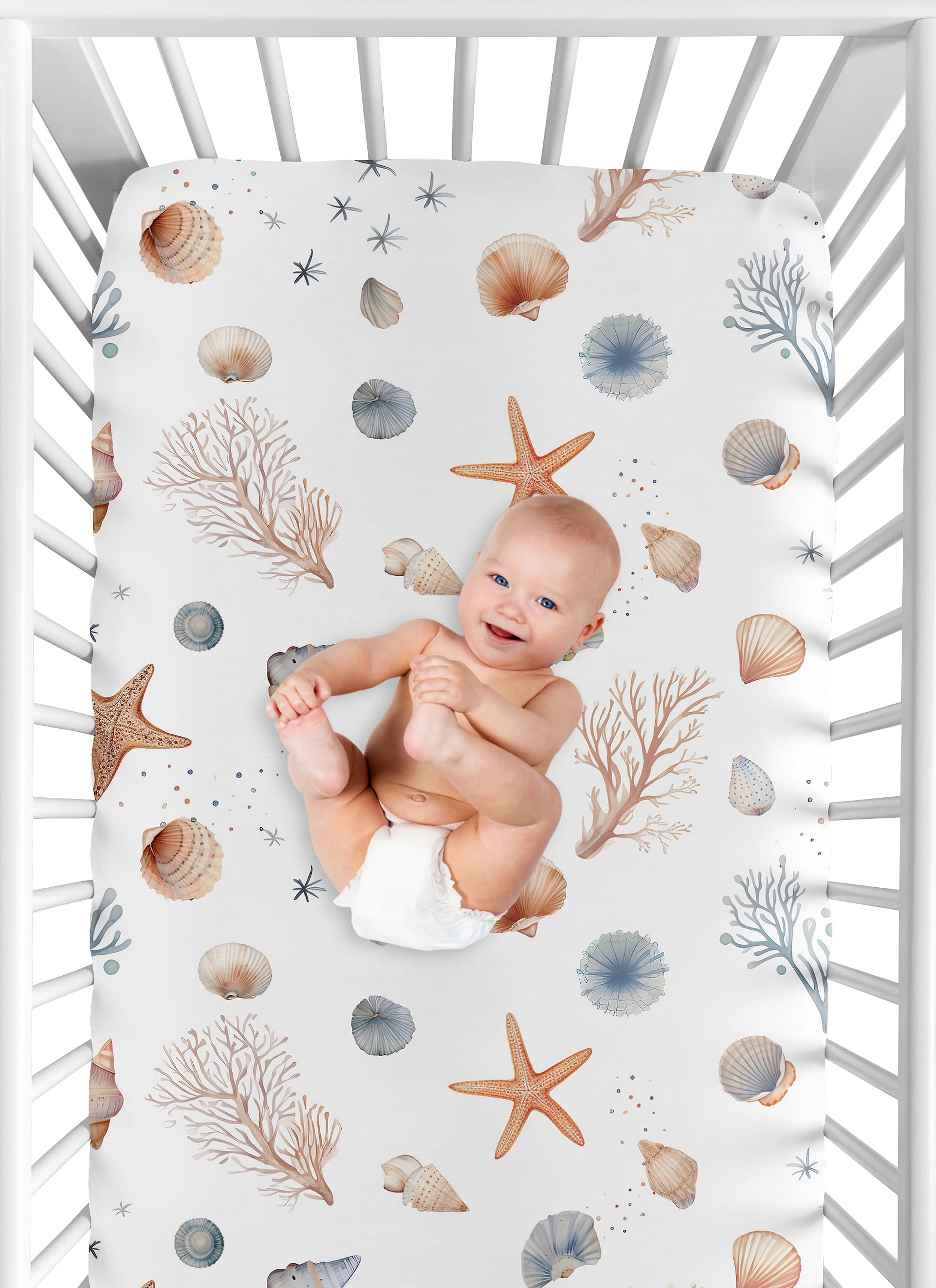 Sweet Jojo Designs Seashells Multicolor Fitted Crib Sheet