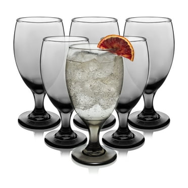 Libbey Classic Smoke Goblet Beverage Glasses, Set Of 6 Timeless Goblet Drinking Glasses - Dishwasher-Safe Glass Goblets for Wines, Smoothies & More