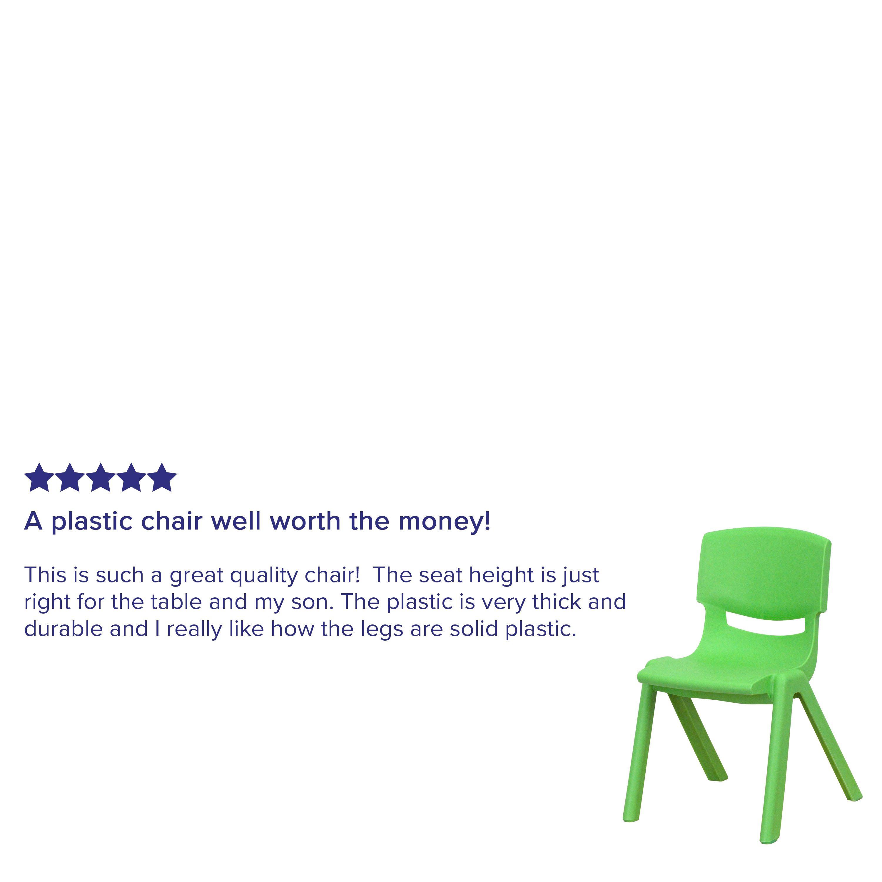 Flash Furniture Whitney 2 Pack Green Plastic Stackable School Chair with 12" Seat Height - image 5 of 13