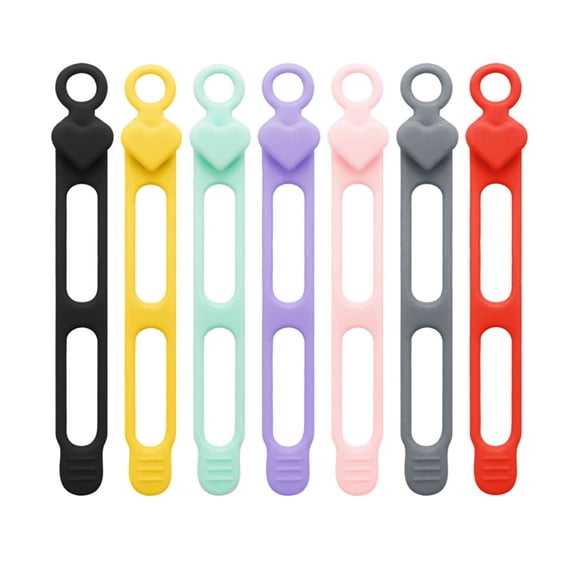 Shoreew 3/5/7/12/18/24Pcs Silicone Cable Tie Earphone Phone Charger Computer Power Cord Bundling Strap Reusable Elastic Wire Management Organizer Wrap