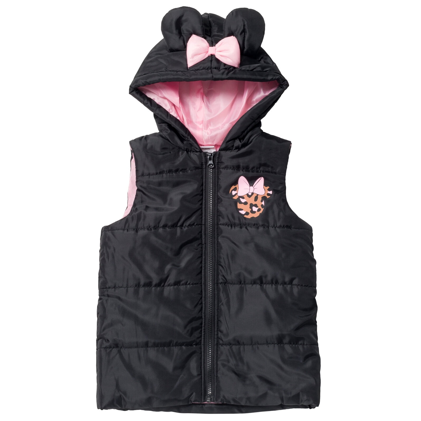 Disney Minnie Mouse Little Girls Zip Up Vest Puffer T-Shirt and Leggings 3 Piece Outfit Set Infant to Big Kid