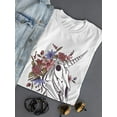 thumbnail image 3 of Unicorn Skull W Flowers T-Shirt Women -Smartprints Designs, Female Small, 3 of 4