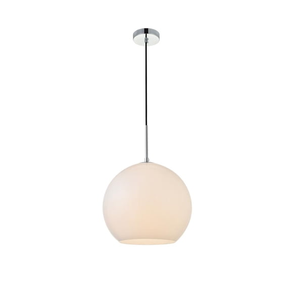 Living District Baxter 1-Light Metal Pendant in Chrome and Frosted White Finish