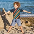 thumbnail image 3 of FORMRS Boys Rash Guard Short Sleeves Swim Shirt Quick Dry UPF 50+ Sun Protection, Sizes 3-12T, Retro Stripes, 3 of 6