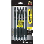 Pilot G2 Retractable Premium Gel Ink Roller Ball Pens, Fine Point, Black Ink 5 ea