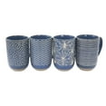 thumbnail image 2 of Laurie Gates Madrina 4 Piece 19 Ounce Stoneware Assorted Designs Mug Set in Blue, 2 of 6