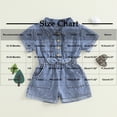thumbnail image 3 of MKOSPLRT Denim Jumpsuit for Girl 12M-4Y Short Sleeve Lapel Collar Button Down Jumper Shorts Distressed Elastic Waist Bow Jean Rompers with Pocket, 3 of 9