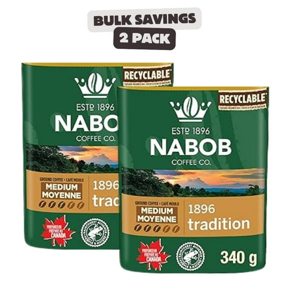 2 x Nabob Medium Roast 1896 Tradition Café Moulu, Boîte de 340g