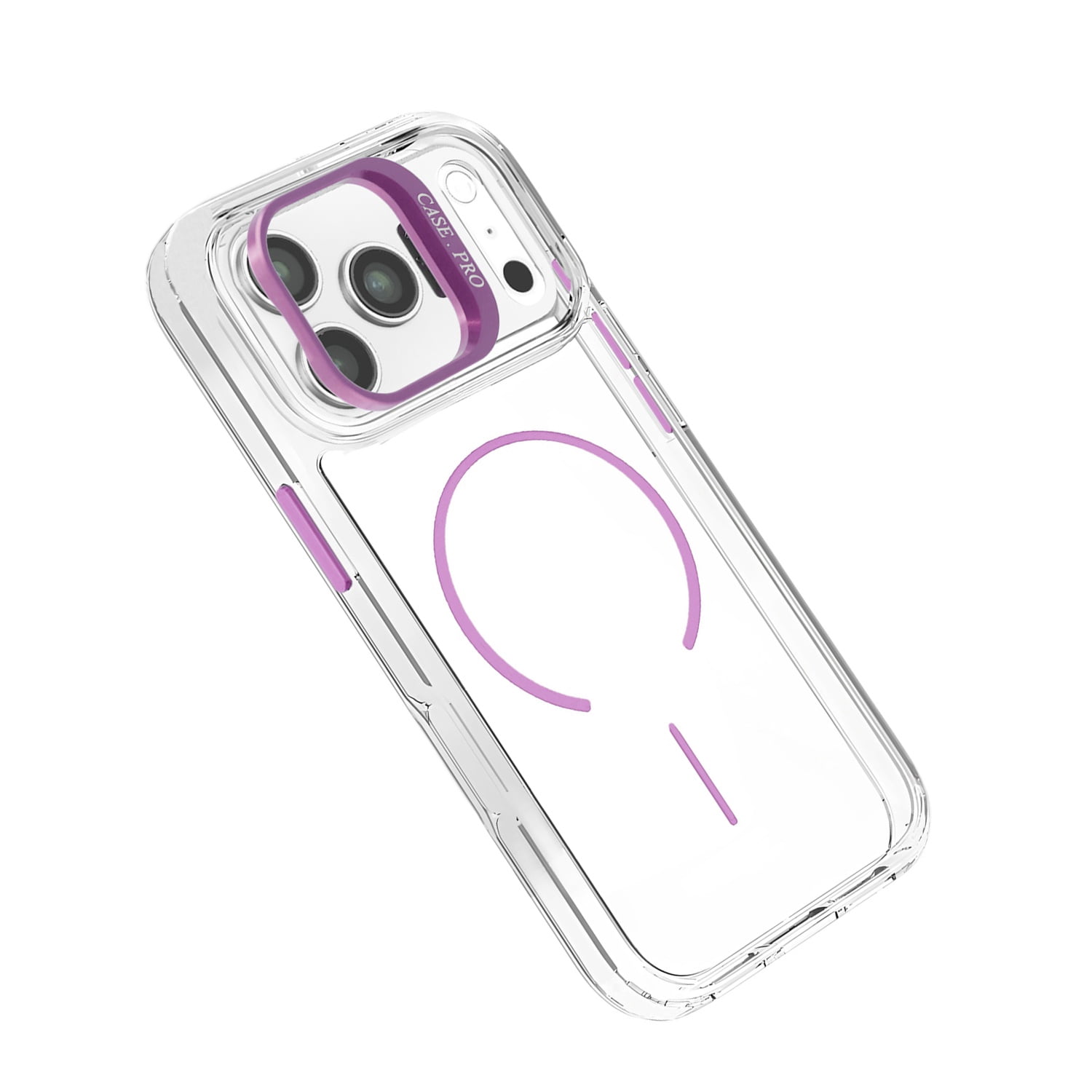 Magnetic Transparent Case with Camera Kickstand for iPhone 17 Pro Max - Purple