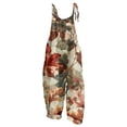 thumbnail image 2 of Summer Plus Size Boho Overalls for Women Hippie Cloth Floral Printed Jumpsuits Spaghetti Strap Rompers Orange S, 2 of 3