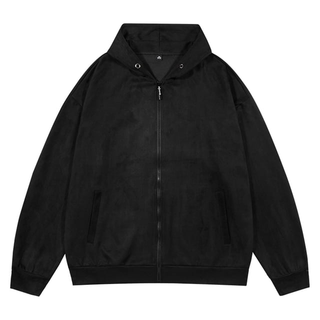RXIRUCGD Man Solid Color Button Zipper Cardigan Hooded Coat, Black, Size: 4XL
