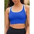 thumbnail image 3 of Sociala Color Blocked Bikini Tops for Womens Scalloped Trim Swim Top with Padded (No Bottoms), 3 of 7