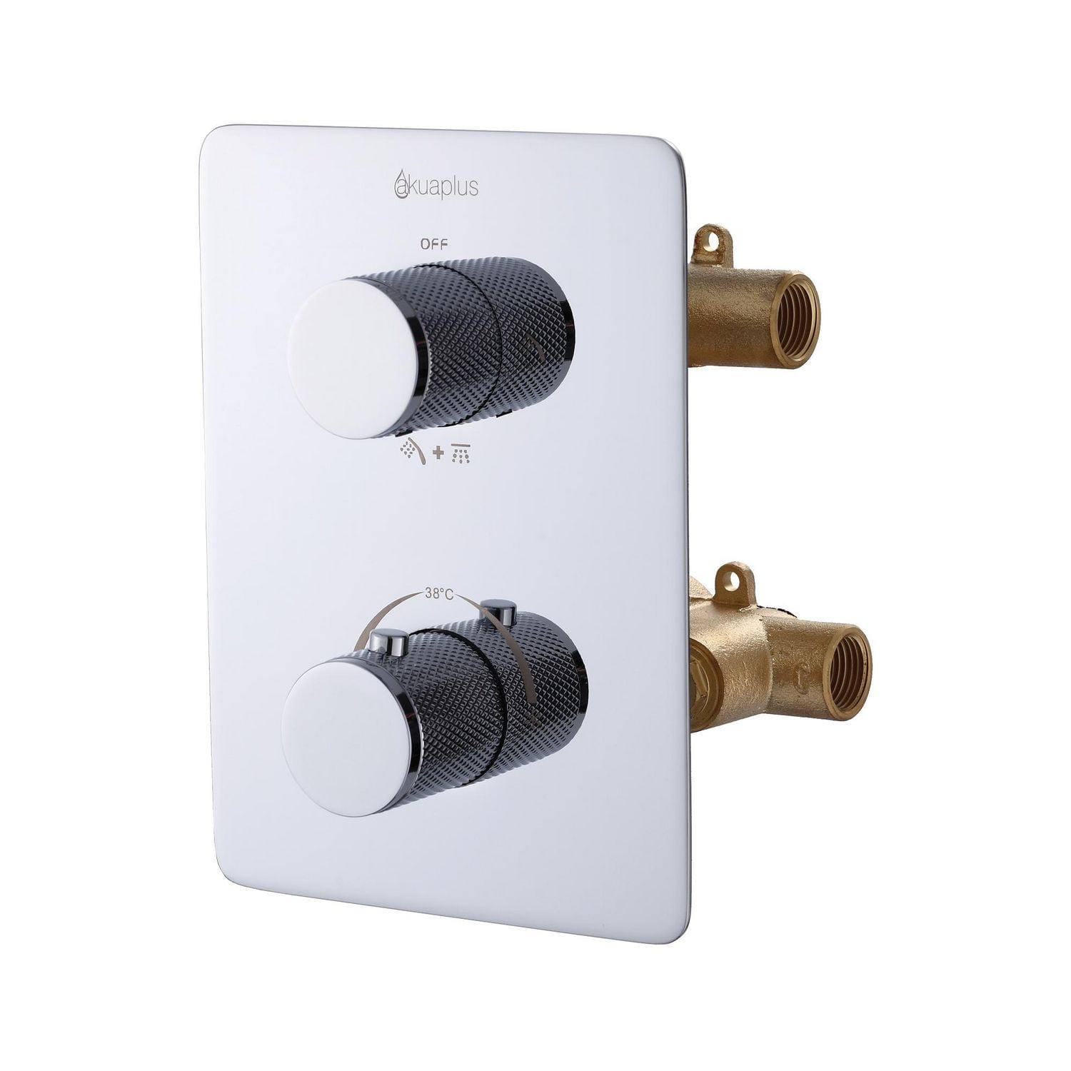 Square 3-functions thermostatic valve, Magnetic handheld shower, bath spout or simultaneously, chrome finish
