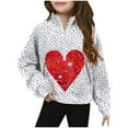 thumbnail image 1 of Sudadera sin capucha, mediana, grande, con media cremallera, cuello redondo, manga larga, jersey corto, sudaderas de polar para niñas de 5 a 14 años, blusa de poliéster, 1 of 4