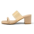 thumbnail image 2 of Pennysue Women's Block Heel Square Toe Mules Nude Two Straps Backless Sandals 7M, 2 of 5