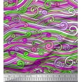 thumbnail image 1 of Soimoi Purple Japan Crepe Satin Fabric Artistic Waves Abstract Decor Fabric Printed Yard 42 Inch Wide, 1 of 3