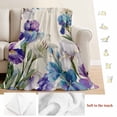 thumbnail image 5 of Blue Purple Flowers Blanket Soft Cozy Warm Throw Blanket for Couch, Plush Fuzzy Flannel Fleece Blankets for Sofa, Spring Seasonal Botanical Florals Bed Blankets Lightweight Gifts for Women, 30"x40", 5 of 9