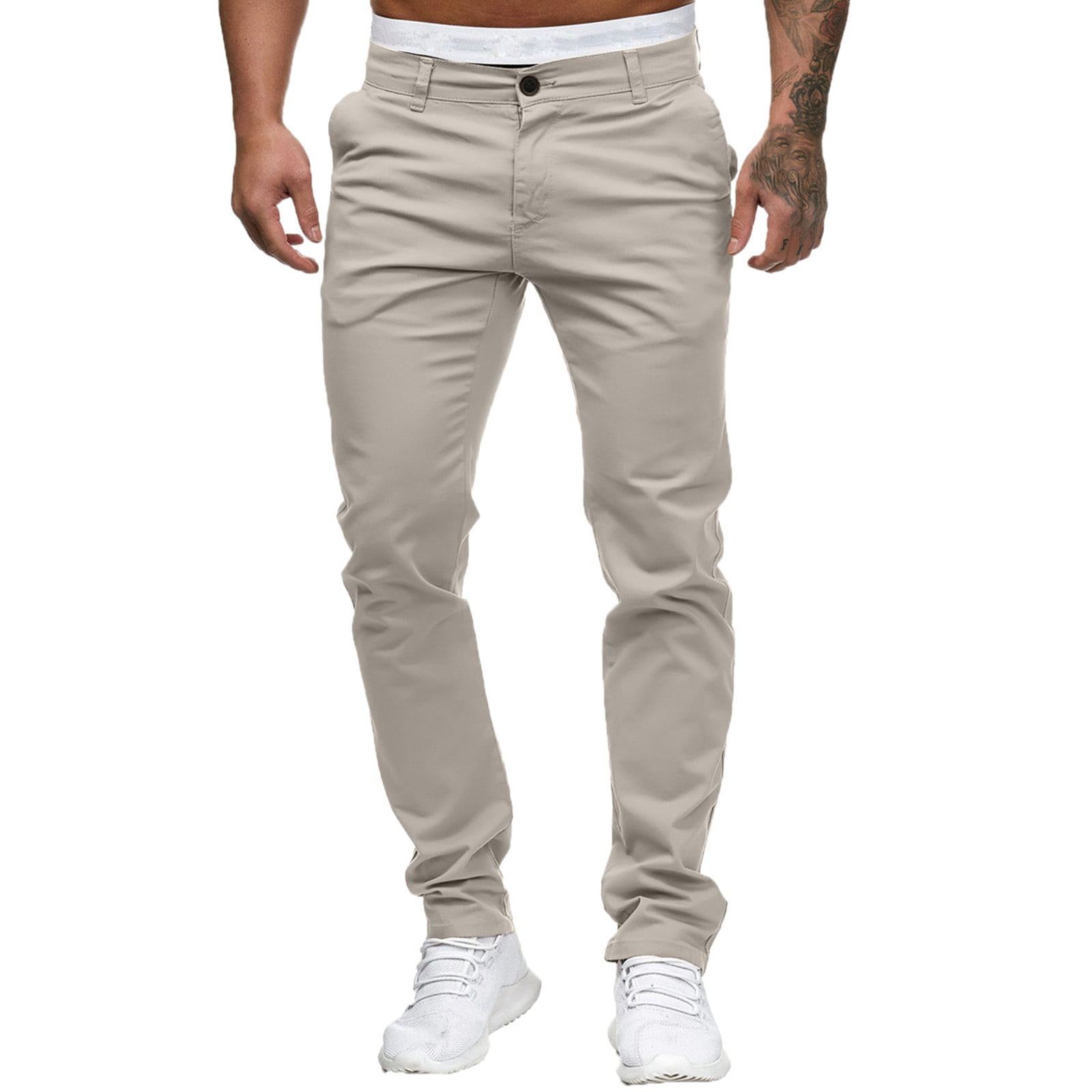 Mens Pants Casual Pant With Stretch Solid Khaki M - Walmart.com