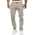 thumbnail image 2 of Pxiakgy jeans for men Slim Waist Full Trousers Men's Casual Solid Mid Pocket Length Fashion Pant Men's pants Men Casual Pants Khaki + 3XL, 2 of 9