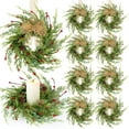 thumbnail image 1 of 8 Pcs Couronnes de Noël de 9 Pouces pour Armoire de Cuisine Cèdre Artificiel Pin Couronne Suspendue avec Baies Rouges Aiguilles de Pin pour Porte d'Entrée Couronnes de Noël Hiver Décorations de Ferme Maison, 1 of 8