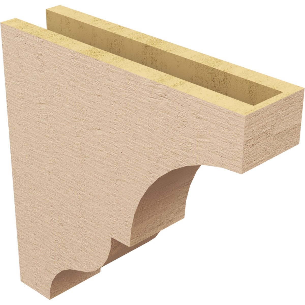 4"W x 16"D x 16"H Thin Asheboro Rough Cedar Woodgrain TimberThane Corbel, Primed Tan
