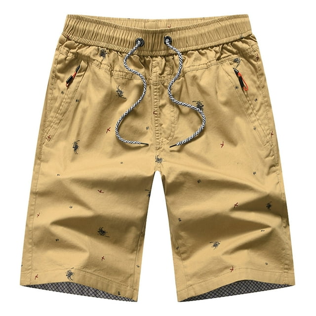 Fashion Mens Pocket Zipper Buttons Print Leisure Time Tooling Short Pants