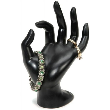 Hand Bracelet and Ring Display for Storefront or Home use, Measures 3.5 x 5 x 7 Inches, Black