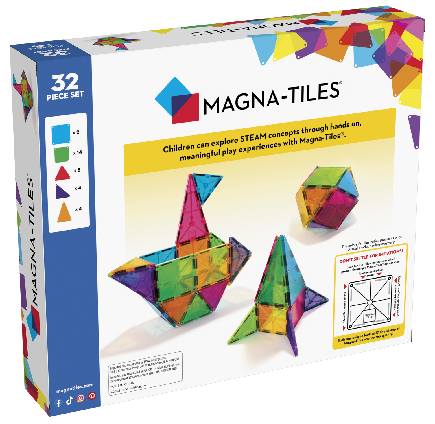 MAGNA-TILES Clear Colors 32-Piece Magnetic Tile Set photo 8