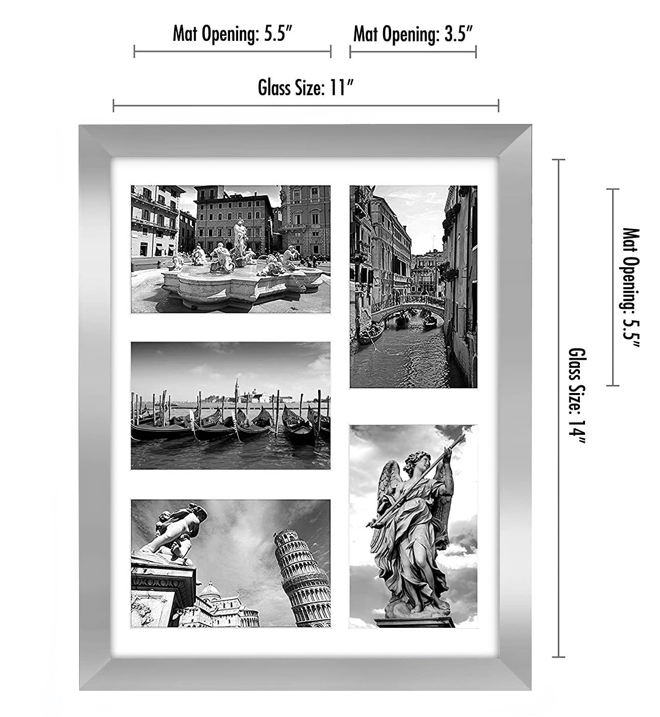 Americanflat 4x6 Collage Picture Frame with Shatter-Resistant Glass protect pictures front protects - Silver