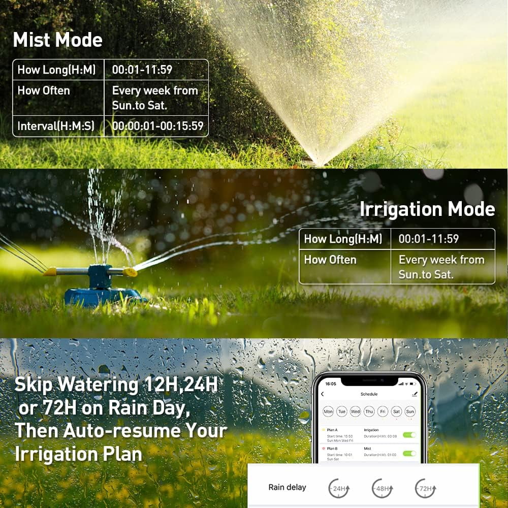 Nordic Hygge WiFi  Lawn Sprinkler Controller Irrigation System Valve Timer with WiFi Hub, App Control