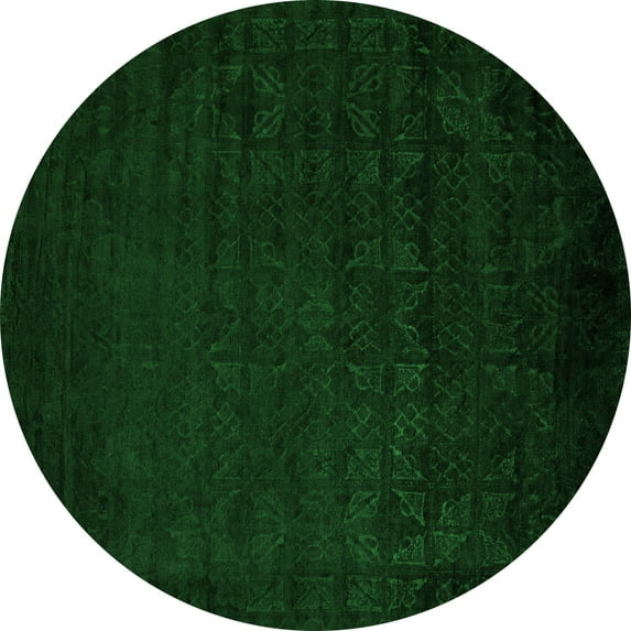 Ahgly Company Indoor Round Abstract Green Modern Area Rugs, 4' Round