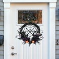 thumbnail image 6 of Extra Large Halloween Wreath - Skull & Pumpkin Door Decor with Purple LED Lights (19.6") Outdoor/Indoor Scary Decor for Front Porch Party, 6 of 6