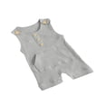 thumbnail image 2 of Summer Baby Boy Girl Knitted Rompers Ribbed Sleeveless Button Jumpsuits Outfits Ginger 12-18 Months, 2 of 6