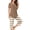 Khaki, variant on Hrsba Sleepwear Set for Women, Striped Print Crew Neck Button Front Pants Short Sleeve Comfortable Loose Pajama Set